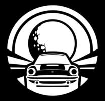The logo for a car with a moon in the background vector