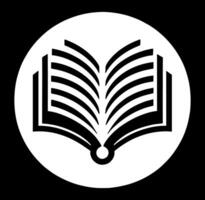 Open book icon with a black background vector