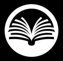 White open book icon on a black background vector