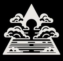 A triangle with clouds and a river in the background vector