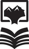 The logo illustration for the library of the mountains vector