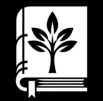 A black and white image of a book with a tree on it vector