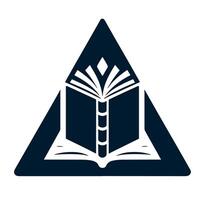 An open book in a triangle with a black triangle vector
