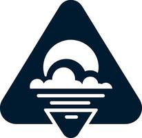 A triangle with a cloud and a sun in the middle vector