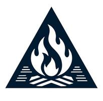 A triangle with a fire in it vector