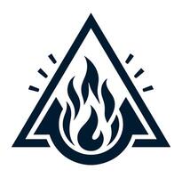 A triangle with flames inside it vector