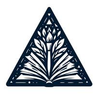 An open book with a leaf in the middle of it vector