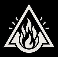 The logo for the band is a triangle with fire in it vector