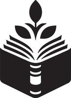 An open book with a leaf growing out of it vector