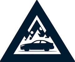 A car is driving in a triangle with snow on the ground vector