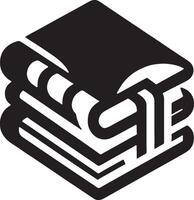 A black and white image of a stack of books vector
