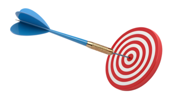 Precise Targeting Dart Striking Bullseye on Red and White Target Goal Achievement Concept png