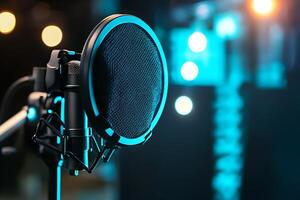 A microphone in a recording studio photo