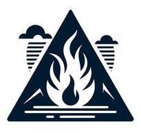 Fire and smoke in a triangle with clouds vector