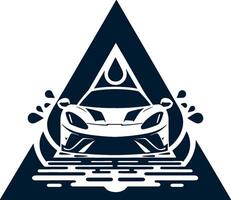 A car is sitting in a triangle with water coming out of it vector