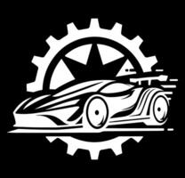 A car with gears on it in a black background vector