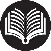 An open book icon in a black circle vector