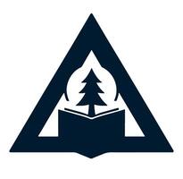 A triangle with a book and a tree inside vector