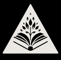 A triangle with a book and a leaf on it vector