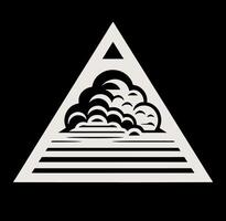 A triangle with a wave in the middle and a cloud in the top vector