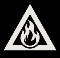 A white triangle with a fire in it vector