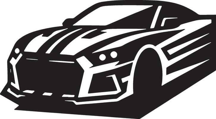 A black and white car with stripes on it