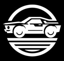 A white car in a circle on a background vector