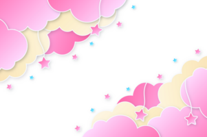 Abstract cloudy sky background. Paper cut cloud with star on gradient evening color sky background png