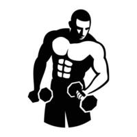 a silhouette of a man with a dumbbell vector