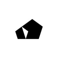 Black minimal PENTAGON Logo. Abstract Monogram Logomark for Growing Business, Branding, Identity, Marketing. vector