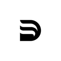 Black Initial D TWO WAVE Logo. Abstract Monogram Logomark for Growing Business, Branding, Identity, Marketing. vector