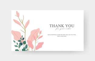 thank you card with botanic element vector