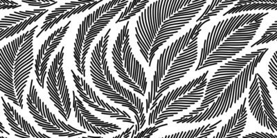 Black and white pattern with spruce needles. Winter linear botanical pattern. Line illustration with Christmas tree branches and leaves on white background. Pine needles texture vector