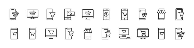 Online Shopping Set of Thin Icons. Editable Stroke. Perfect for Web Sites, Books, Cards, Apps vector