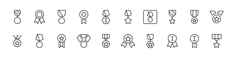 Medal Set of Thin Icons. Editable Stroke. Perfect for Web Sites, Books, Cards, Apps vector