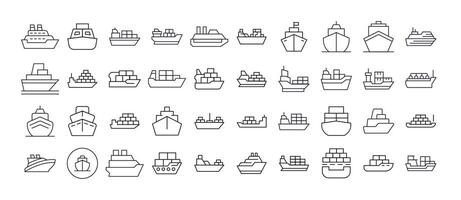 Ship Line Icon Bundle. Outline Signs for Graphic and Web Design, Apps, Adverts, Various Cards vector