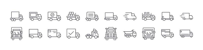Delivery Truck Related Icon Set. Editable Stroke. Perfect for Web Sites, Books, Cards, Apps vector