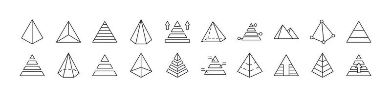 Pyramid Pack of Thin Icons. Editable Stroke. Perfect for Web Sites, Books, Cards, Apps vector