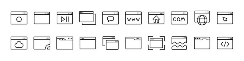 Bundle of Web Page Related Line Icons. Outline Signs for Graphic and Web Design, Apps, Adverts, Various Cards vector