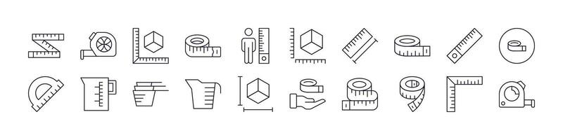 Measure Tape Simple Isolated Line Icons Collection. Editable Stroke. Perfect for Web Sites, Books, Cards, Apps vector