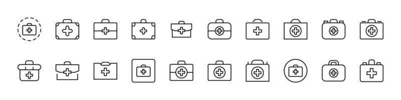 Medical Suitcase Icon Set for UI, Placards, Books, Apps. Editable Stroke. Perfect for Web Sites, Books, Cards, Apps vector