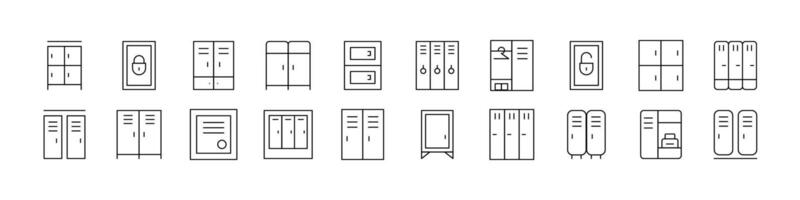 Locker Thin Icons Collection. Editable Stroke. Perfect for Web Sites, Books, Cards, Apps vector