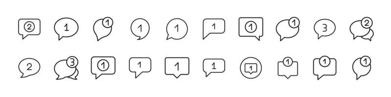 Pack of Line Icons of Speech Bubbles. Minimalistic Linear Pictogram for Web and Graphic Design, Apps, Banners, Social Network and Cards vector