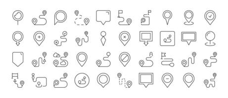 Map Pin Line Icon Pack. Outline Signs for Graphic and Web Design, Apps, Adverts, Various Cards vector