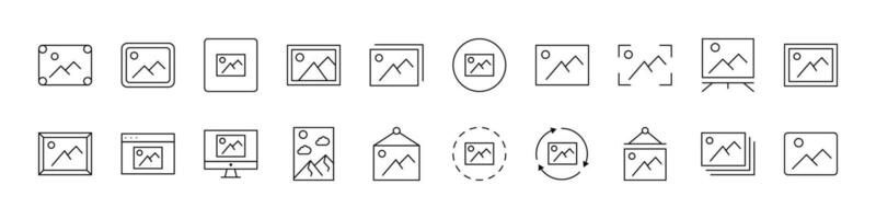 Set of Picture Related Line Icons. Outline Signs for Graphic and Web Design, Apps, Adverts, Various Cards vector
