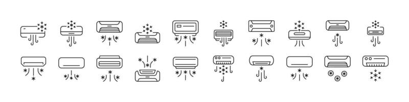 Cooling Air Conditioner Line Icon Set. Outline Signs for Graphic and Web Design, Apps, Adverts, Various Cards vector