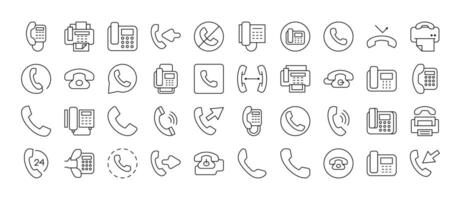 Set of Vintage Phone Related Line Icons. Outline Signs for Graphic and Web Design, Apps, Adverts, Various Cards vector