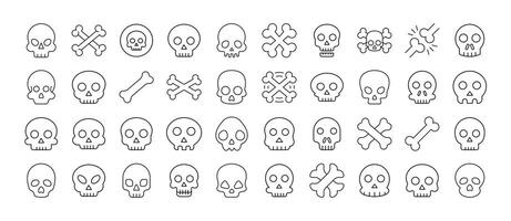 Pack of Skull Related Line Icons. Outline Signs for Graphic and Web Design, Apps, Adverts, Various Cards vector