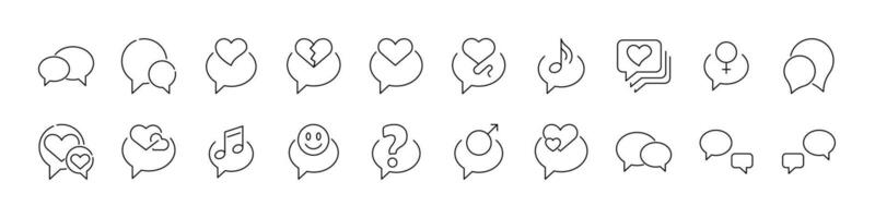 Speech Bubble Line Icon Bundle. Minimalistic Linear Pictogram for Web and Graphic Design, Apps, Banners, Social Network and Cards vector