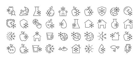 Items by Snowflakes Line Icon Collection. Outline Signs for Graphic and Web Design, Apps, Adverts, Various Cards vector